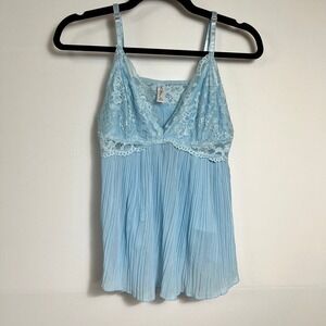 Marilyn Monroe‎ XL Blue Lace Pleated Lingerie Cami Top Babydoll Y2K